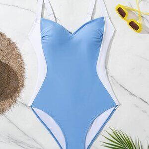 💙 Blue & White Colorblock One-Piece Swimsuit | XXL | NWT 🏖️